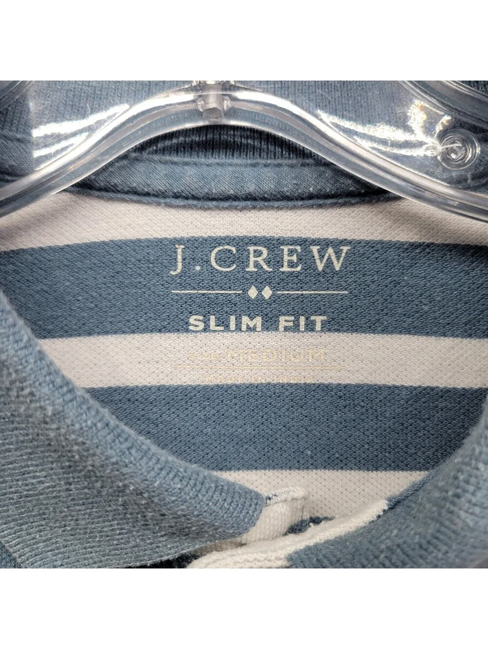 J Crew Men's Sz M Slim Fit Puple Stripe Polo Shirt